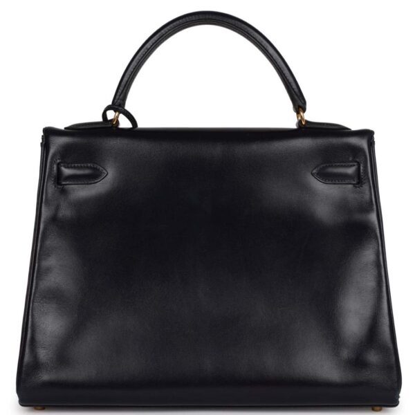 VINTAGE HERMÈS KELLY RETOURNE 32 NAVY BOX GOLD HARDWARE - Image 4