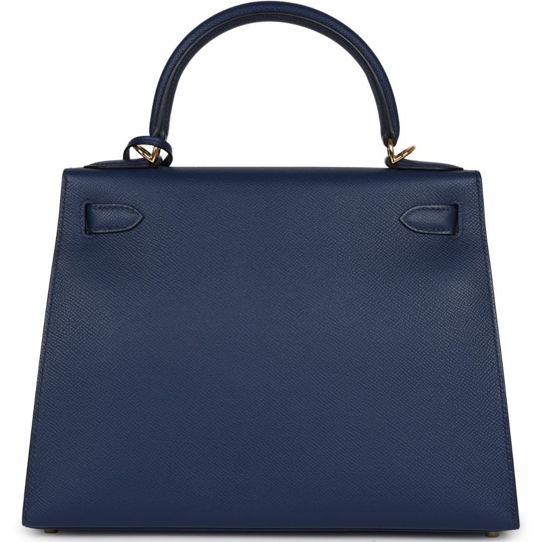 HERMÈS KELLY SELLIER 28 BLEU NAVY EPSOM GOLD HARDWARE - Image 4