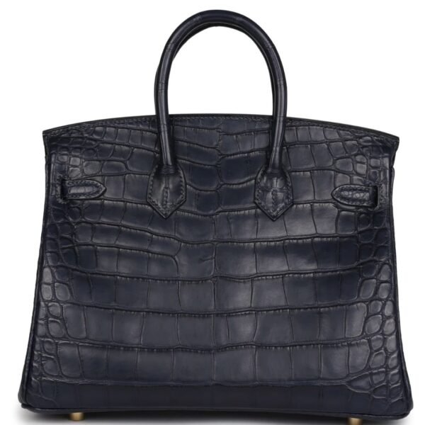 HERMÈS BIRKIN 25 BLEU INDIGO MATTE ALLIGATOR GOLD HARDWARE - Image 4