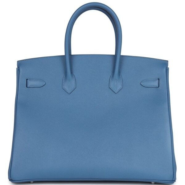 PRE-OWNED HERMÈS BIRKIN 35 BLEU AZUR EPSOM PALLADIUM HARDWARE - Image 2