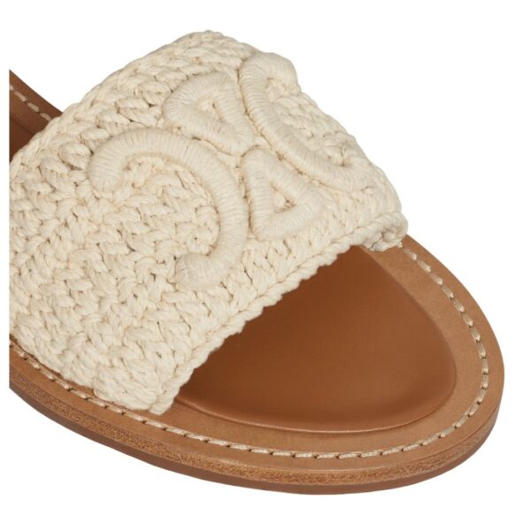 CELINE LYMPIA SANDAL IN TRIOMPHE MACCRAMÉ COTTON AND CALFSKIN ECRU-TAN - Image 5