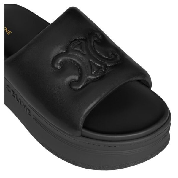 CELINE BLOCK SLIDE WITH TRIOMPHE IN LAMBSKIN BLACK - Image 4