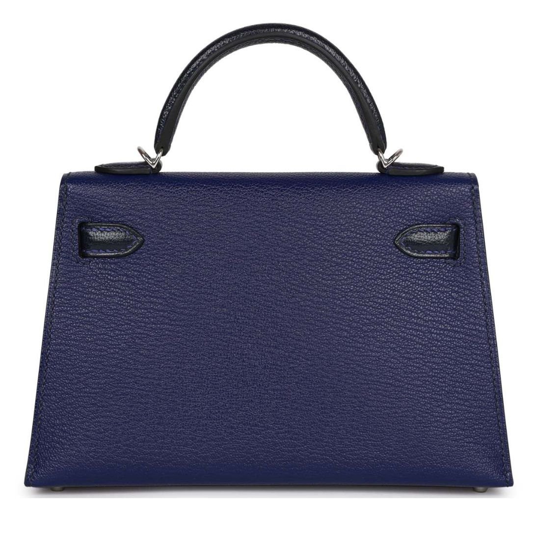 HERMÈS SPECIAL ORDER (HSS) KELLY SELLIER 20 BLEU ENCRE AND BLEU INDIGO CHEVRE MYSORE PALLADIUM HARDWARE - Image 2