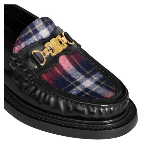 CELINE UNIVERSITÉ TRIOMPHE CHAIN LOAFER IN POLISHED BULL AND TARTAN - Image 4