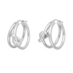 CELINE KNOT DOUBLE HOOPS IN BRASS WITH RHODIUM FINISH