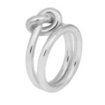 CELINE KNOT DOUBLE RING IN BRASS WITH RHODIUM FINISH