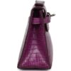 PRE-OWNED HERMÈS KELLY POCHETTE VIOLET SHINY NILOTICUS CROCODILE PALLADIUM HARDWARE - Image 4