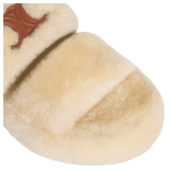 CELINE FUR SLIDES TRIOMPHE IN SHEARLING BEIGE-BROWN - Image 4