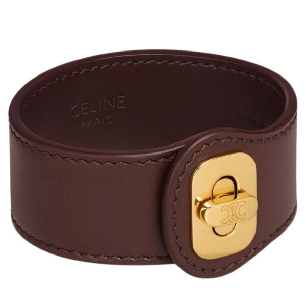 CELINE LES CUIRS JOSEPHINE BRACELET IN CALFSKIN AND BRASS WITH GOLD FINISH - Image 4