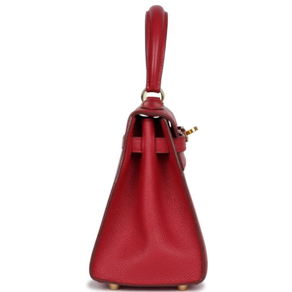 VINTAGE HERMÈS KELLY SELLIER 20 ROUGE VIF COURCHEVEL GOLD HARDWARE - Image 4
