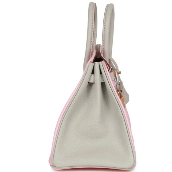 HERMÈS SPECIAL ORDER (HSS) BIRKIN 25 ROSE SAKURA AND GRIS PERLE CHEVRE MYSORE ROSE GOLD HARDWARE - Image 4
