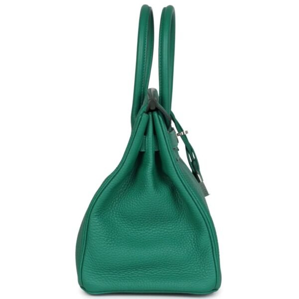 PRE-OWNED HERMÈS BIRKIN 30 VERT VERTIGO VERSO CLEMENCE PALLADIUM HARDWARE - Image 4