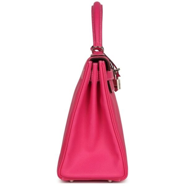 PRE-OWNED HERMÈS KELLY RETOURNE 28 ROSE TYRIEN CANDY EPSOM PALLADIUM HARDWARE - Image 4