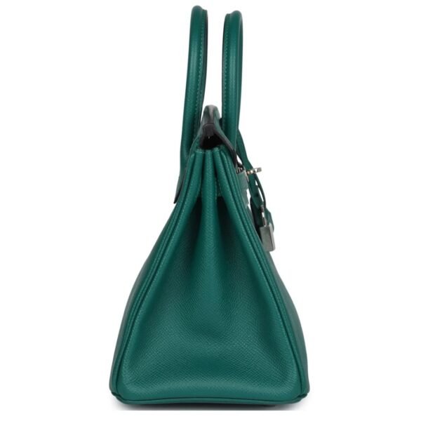 PRE-OWNED HERMÈS BIRKIN 25 MALACHITE EPSOM PALLADIUM HARDWARE - Image 4