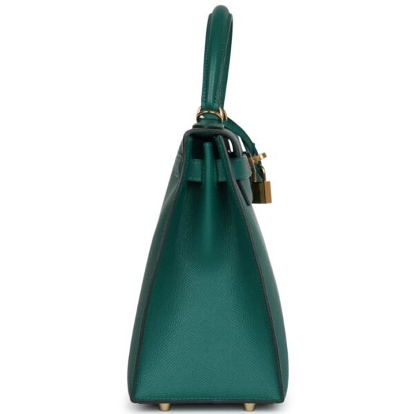 HERMÈS KELLY SELLIER 28 MALACHITE EPSOM GOLD HARDWARE - Image 4