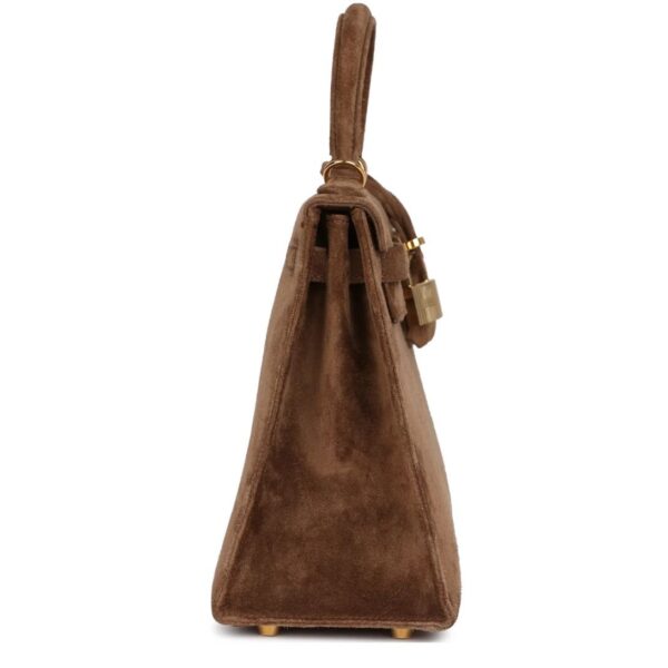 VINTAGE HERMÈS KELLY 25 BROWN DOBLIS GOLD HARDWARE - Image 4