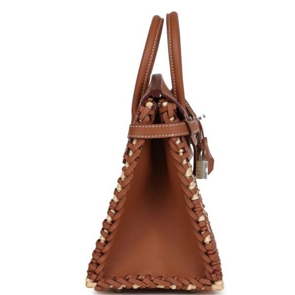 HERMÈS PICNIC BIRKIN 25 GOLD SWIFT AND STRIPE WICKER PALLADIUM HARDWARE - Image 4