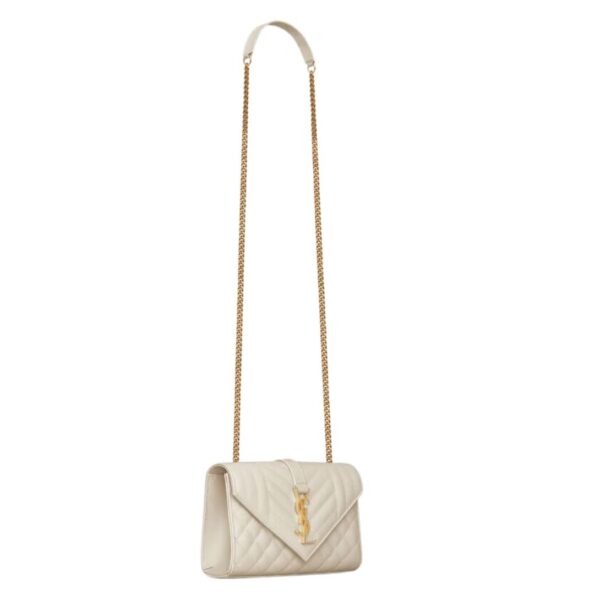 SAINT LAURENT ENVELOPE SMALL IN QUILTED GRAIN DE POUDRE EMBOSSED LEATHER - Image 4