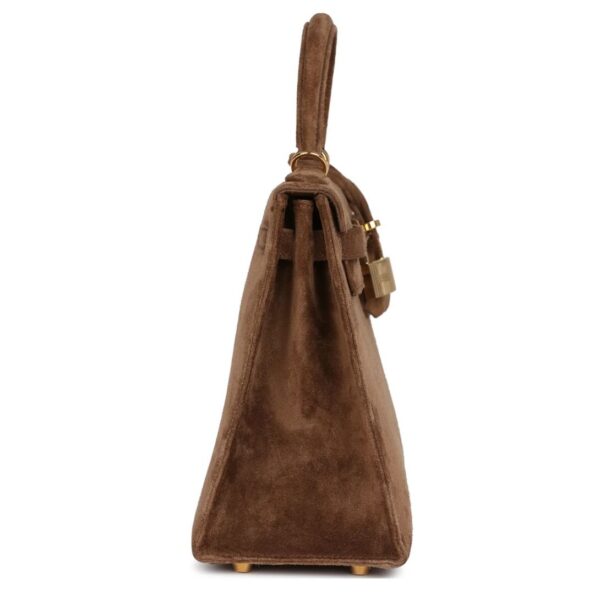 VINTAGE HERMÈS KELLY 25 BROWN DOBLIS GOLD HARDWARE - Image 4