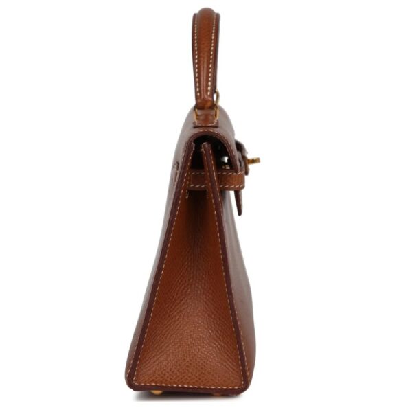 VINTAGE HERMÈS MICRO KELLY SELLIER 15 GOLD COURCHEVEL GOLD HARDWARE - Image 4