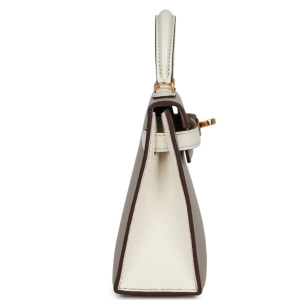 HERMÈS SPECIAL ORDER HSS KELLY 20 GRIS TOURTERELLE AND NATA CHEVRE GOLD HARDWARE - Image 4