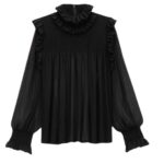SAINT LAURENT RUFFLED BLOUSE IN SILK CREPE MUSLIN