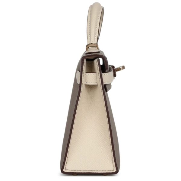 PRE-OWNED HERMÈS SPECIAL ORDER HSS KELLY SELLIER 20 CRAIE AND GRIS ASPHALTE EPSOM PERMABRASS HARDWARE - Image 4