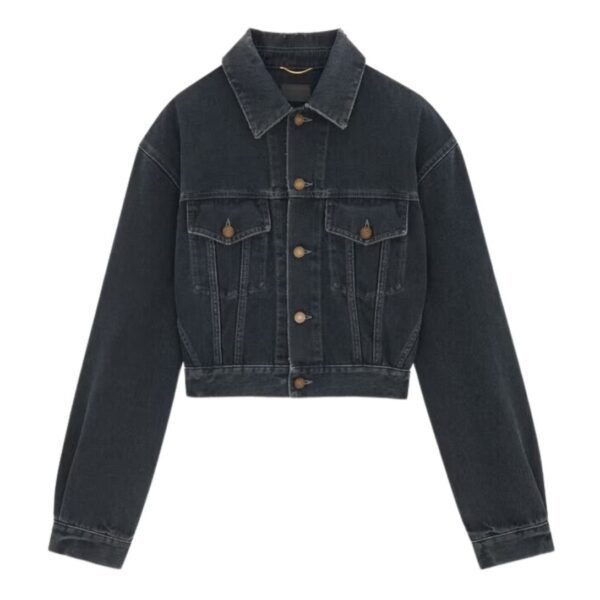SAINT LAURENT 80S JACKET IN DARK BLUE BLACK DENIM