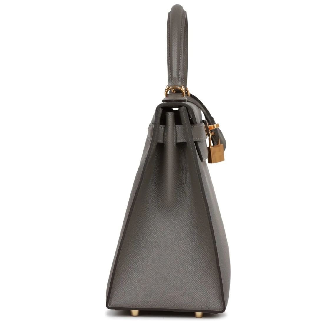 HERMÈS KELLY SELLIER 28 GRIS MEYER EPSOM GOLD HARDWARE - Image 4