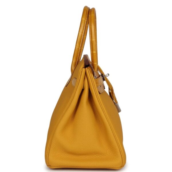 HERMÈS BIRKIN 30 JAUNE AMBRE SHINY NILOTICUS CROCODILE AND TOGO TOUCH PALLADIUM HARDWARE - Image 4