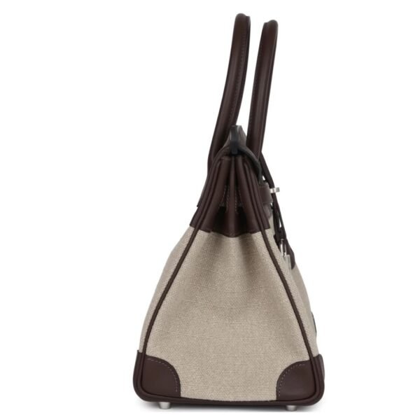 HERMÈS BIRKIN 30 BIVOUAC FICELLE CANVAS AND MOKA SWIFT PALLADIUM HARDWARE - Image 4