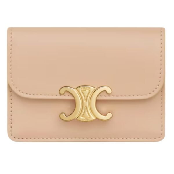 CELINE CARD HOLDER WITH FLAP TRIOMPHE IN SHINY CALFSKIN ICE BLUE - Image 10