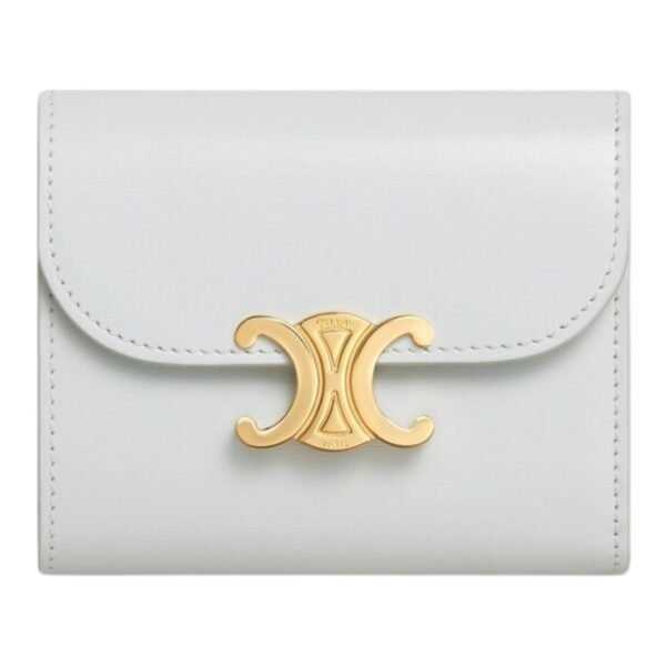 CELINE SMALL FLAP WALLET TRIOMPHE IN SHINY CALFSKIN SMOKED BROWN - Image 11
