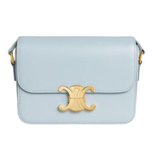 CELINE TEEN TRIOMPHE BAG IN SHINY CALFSKIN ICE BLUE