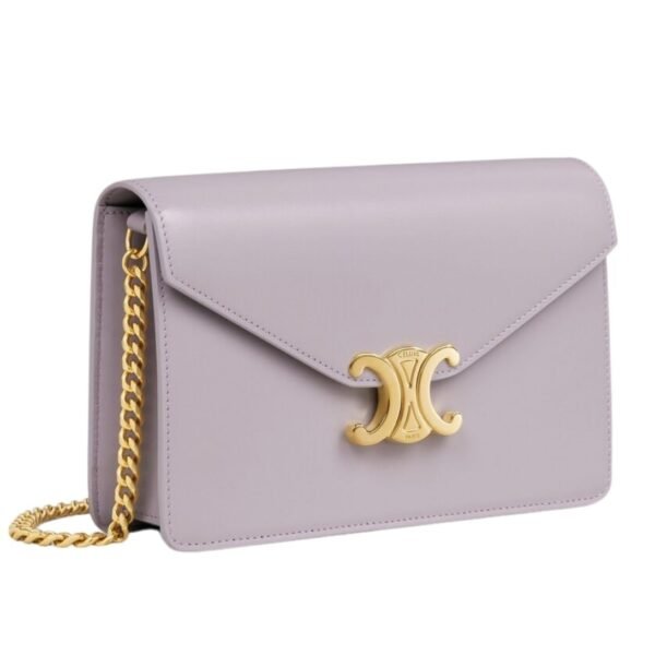 CELINE WALLET ON CHAIN MARGO IN SHINY CALFSKIN LIGHT LILAC - Image 16