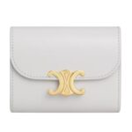 CELINE SMALL FLAP WALLET TRIOMPHE IN SHINY CALFSKIN CLOUDY GREY