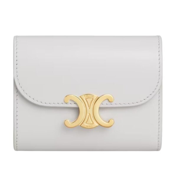 CELINE SMALL FLAP WALLET TRIOMPHE IN SHINY CALFSKIN SPRING YELLOW - Image 14