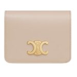 CELINE TRIOMPHE COMPACT WALLET IN SHINY CALFSKIN CAPPUCCINO