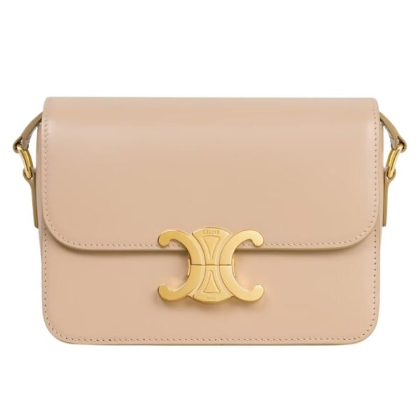 CELINE TEEN TRIOMPHE BAG IN SHINY CALFSKIN ALMOND GREEN - Image 2