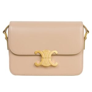 CELINE TEEN TRIOMPHE BAG IN SHINY CALFSKIN OAT BEIGE