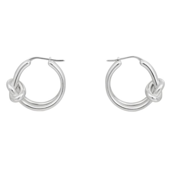 CELINE KNOT DOUBLE HOOPS IN BRASS WITH RHODIUM FINISH - Image 3