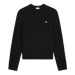 CELINE CABLE KNIT TRIOMPHE SWEATER IN CASHMERE BLACK