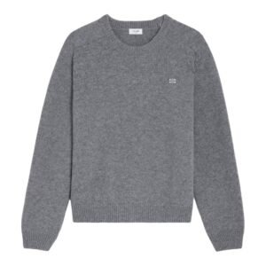 CELINE TRIOMPHE CREW NECK SWEATER IN WOOL AND CASHMERE BLACK-OFF WHITE