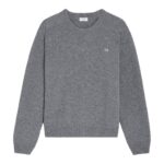 CELINE TRIOMPHE CREW NECK SWEATER IN WOOL AND CASHMERE GREY-OFF WHITE
