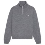 CELINE TRIOMPHE TRUCKER SWEATER IN WOOL AND CASHMERE GREY-OFF WHITE