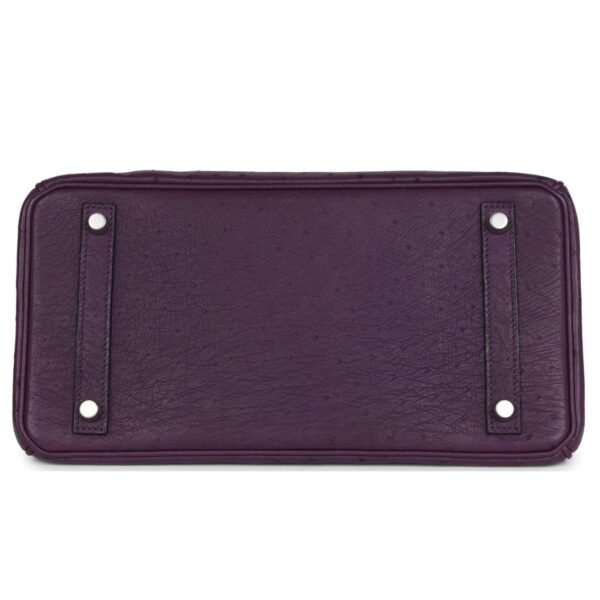 PRE-OWNED HERMÈS BIRKIN 30 VIOLET OSTRICH PALLADIUM HARDWARE - Image 5