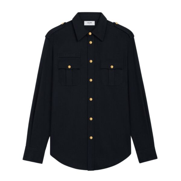 CELINE MILITARY SHIRT IN COTTON WOOL TWILL