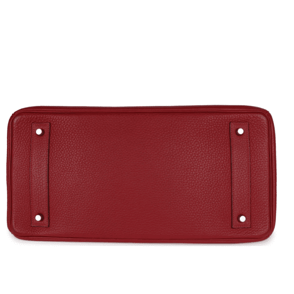 PRE-OWNED HERMÈS SHOULDER BIRKIN 42 JPG ROUGE VIF CLEMENCE PALLADIUM HARDWARE - Image 5