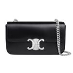 CELINE CHAIN SHOULDER BAG CLAUDE IN SHINY CALFSKIN BLACK
