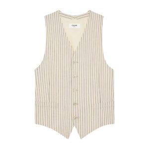 CELINE VEST IN STRIPED WOOL GABARDINE